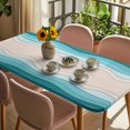 thumbnail image 3 of Blue Stripes Table Cloths for 4 Foot Rectangle Tables, Modern Gradient Abstract Striped Lines Patio Waterproof Elastic Fitted Tablecloths, Washable Rectangular Table Cover for Camping, 3 of 8