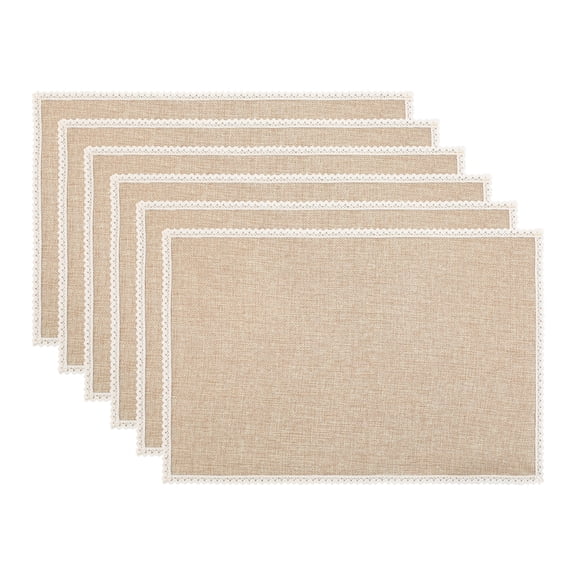 Farmhouse Placemats Set of 6 Cotton and Linen Placemats for Dining Table Decor Indoor Outdoor WashableTable Mat Brown 17.7x11.8inch