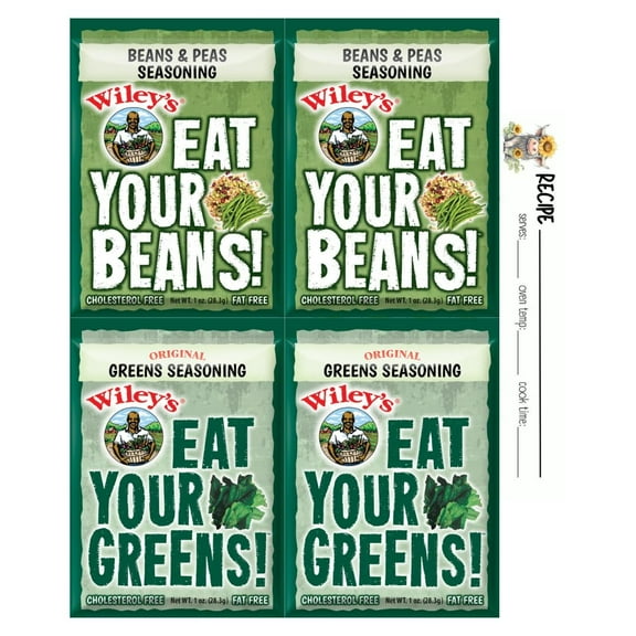 Wileys Vegetable Seasoning Variety 4 Pack Bundle | Greens Seasoning Mix, Beans & Peas Seasoning Mix, 2 Packets of Each