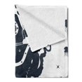 thumbnail image 2 of Vintage Nautical Tattoo Soft Flannel Fleece Blanket, Octopus Jellyfish in Astronaut Costume Plain Background, Cozy Plush for Indoor and Outdoor Use, 60" x 80", Dark Violet Blue White, by Ambesonne, 2 of 5