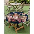 thumbnail image 3 of Outdoor Tablecloth with Umbrella Hole and Zipper, Navy Blue Gingerbread Christmas Round Table Cloth 54 Inch Waterproof Tablecloth, Xmas Tree Gift House Star Picnic Table Cover for Patio Camping, 3 of 7