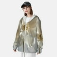 thumbnail image 3 of KLL Élégant Imprimé Fleur Ivoire Hommes Femmes UPF 50+ Protection Solaire Veste à Capuche Manches Longues Pêche Randonnée Performance Chemise-3TG, 3 of 7