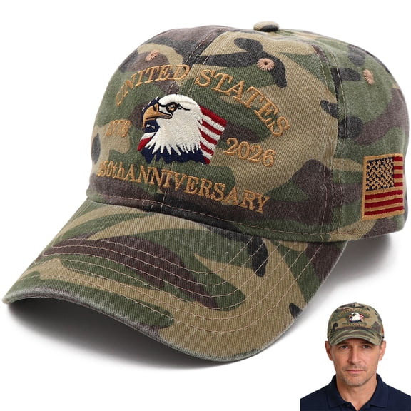 America 250th Anniversary USA Hat Adjustable Embroidered 250th Anniversary Patriotic Retro Washed Hat Baseball Caps