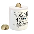 thumbnail image 2 of Tattoo Piggy Bank, Head of Magnificent Rare White Albino Tiger with Ocean Blue Eyes Image, Ceramic Coin Bank Money Box for Cash Saving, 3.6" X 3.2", White Black and Blue, by Ambesonne, 2 of 4