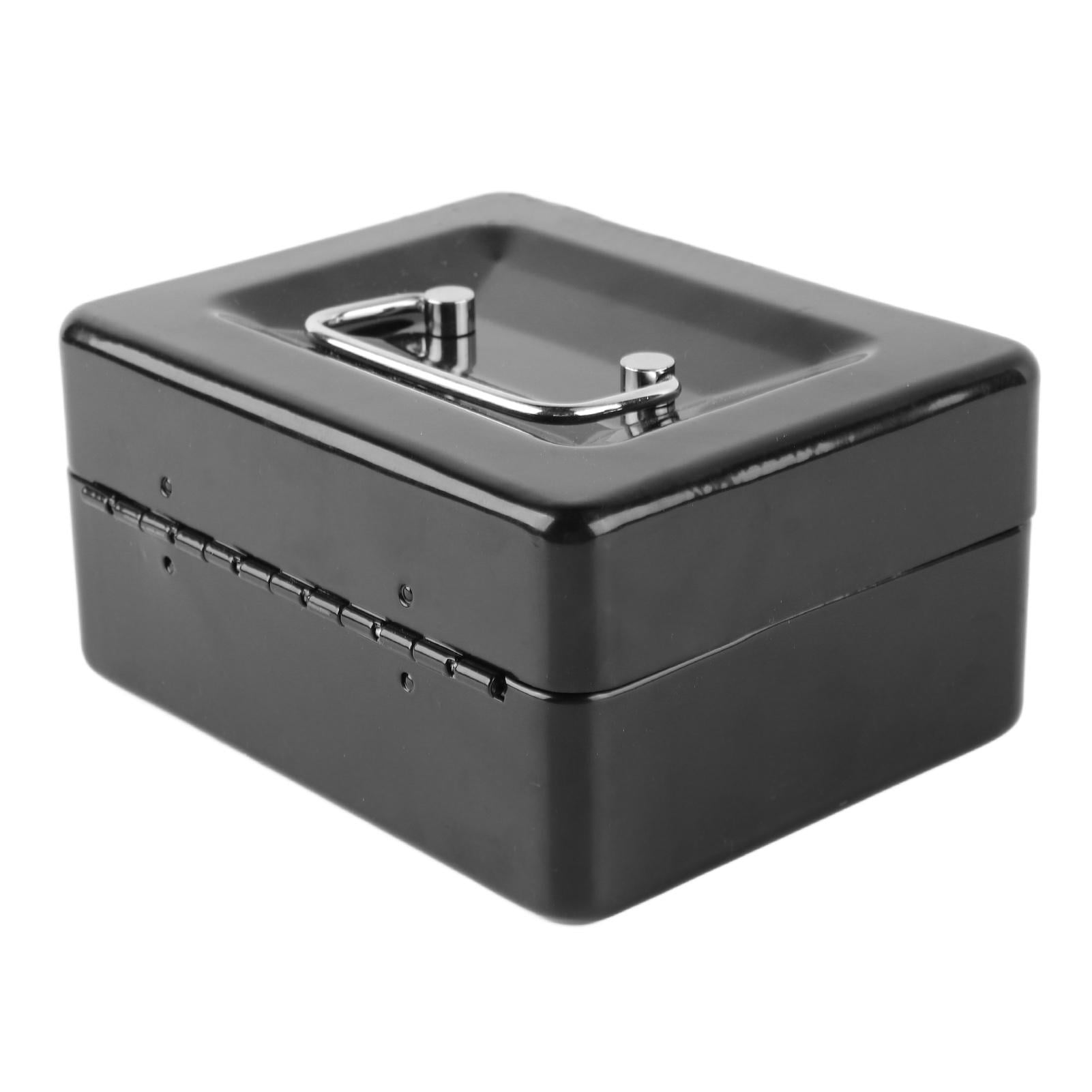 LAZIOEGR Metal Cash Box with Lock Safety Portable Small Metal Storage Box with 2 Keys for Money Document Home Car, Heavy Duty Security, 5.91 inches / 15 cm