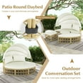 thumbnail image 6 of Costway Outdoor Patio Round Daybed with Retractable Canopy Soft Cushions for Garden White, 6 of 10