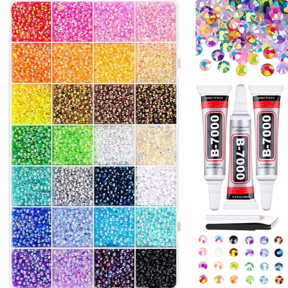 Rainbow Bedazzle Gem Kit – 3mm Resin Jelly Rhinestones 30000PCS Flatback Bedazzled Beads for Craft