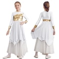 thumbnail image 2 of iiniim Kids Girls Long Sleeve Tunic Dress Dancewear Size 6-16 A White 14, 2 of 7
