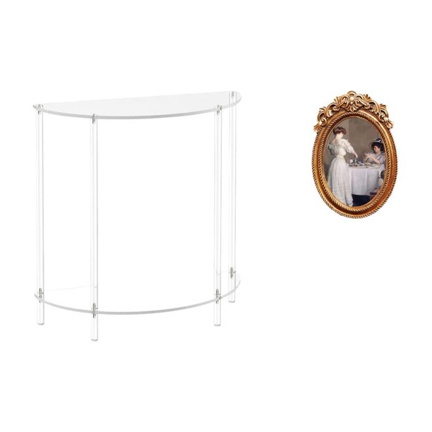 Mesa Auxiliar De Acrílico Para Espacios Pequeños Con Marco De Fotos Ornamentado, Pequeño Marco De Resina Para Fotos, Soporte Decorativo Para Exhibición De Mesa, Soporte Para Baño, Hogar,