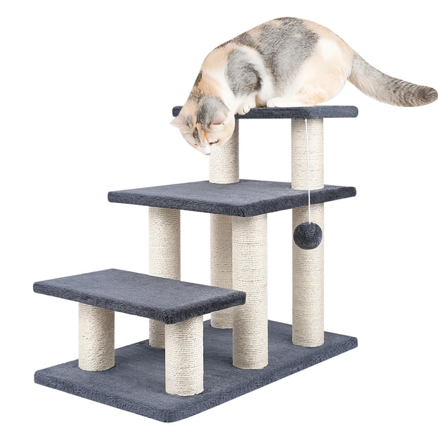 Pet Stairs SOCATER, 3 peldaños para perros y gatos, 20 pulgadas, color gris