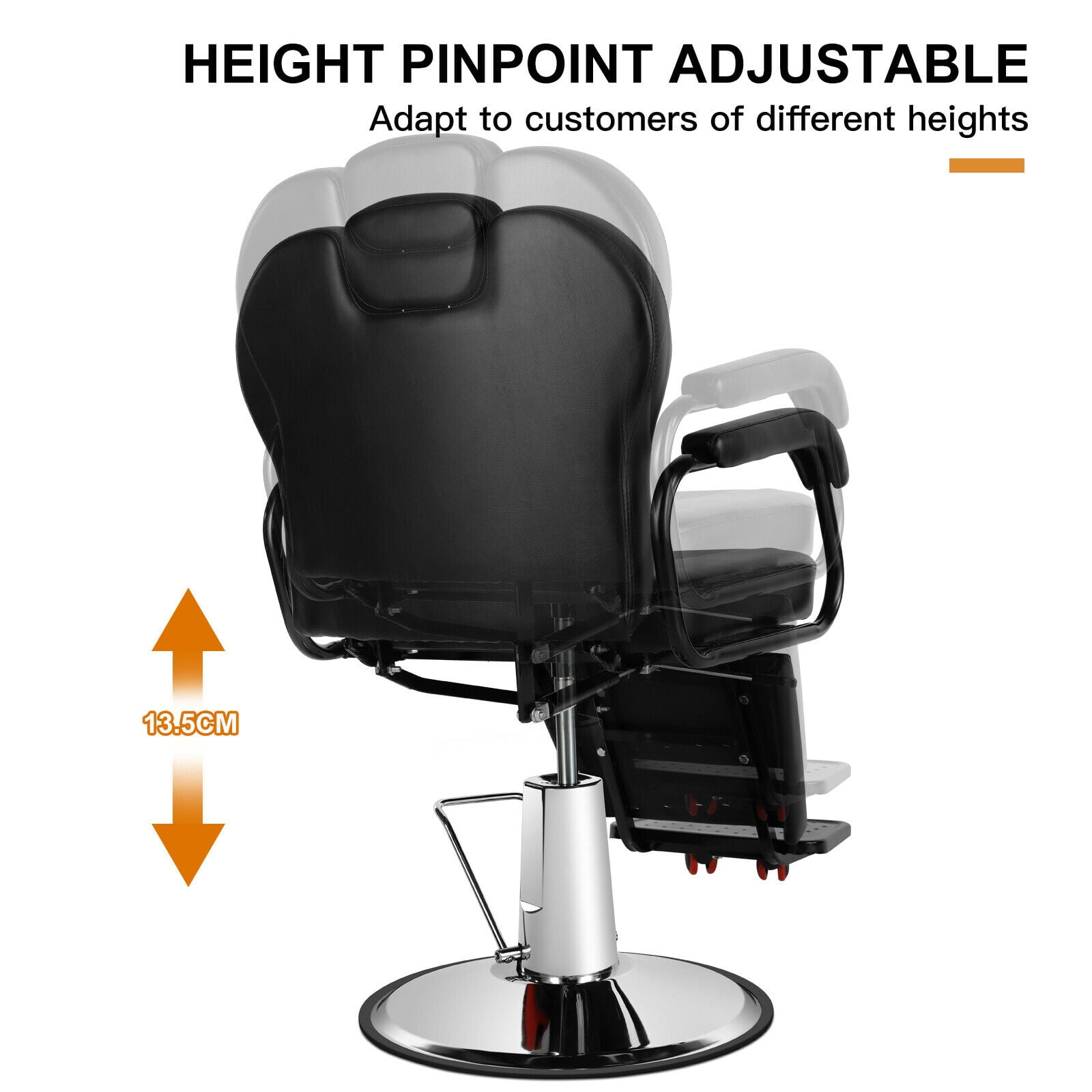 Artist Hand Hydraulic Heavy Duty Recliner Barber Chair Salon Spa Shampoo (Black)
