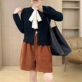 thumbnail image 1 of Suéter tipo cárdigan de punto suave con lazo, estilo retro francés, dulce y con fragancia pequeña, estilo coreano, otoño e invierno, nuevo, 1 of 5