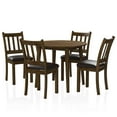 thumbnail image 2 of Furniture of America Comiga Wood 5-Piece Round Dining Table Set in Walnut, 2 of 7