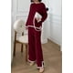 thumbnail image 3 of Conjunto de Suéter de Punto para Mujer PRETTYGARDEN Pantalones de Pierna Ancha XL Rojo Vino, 3 of 8