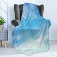 thumbnail image 4 of Blue Soft Flannel Fleece Throw Blanket, Open Blue Skies with Fluffy Clouds Life Meaning Awaken, Cozy Plush for Indoor and Outdoor Use, 50" x 60", Blue Pale Blue, by Ambesonne, 4 of 5