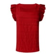 thumbnail image 4 of SHITINN Athletic Tops for Women 3d Print Tops for Women Women's Square Neck Ruffled Sleeve Top Solid Pleated Summer Flowy Blouse Shirt Tank Dressy Casual, 4 of 5