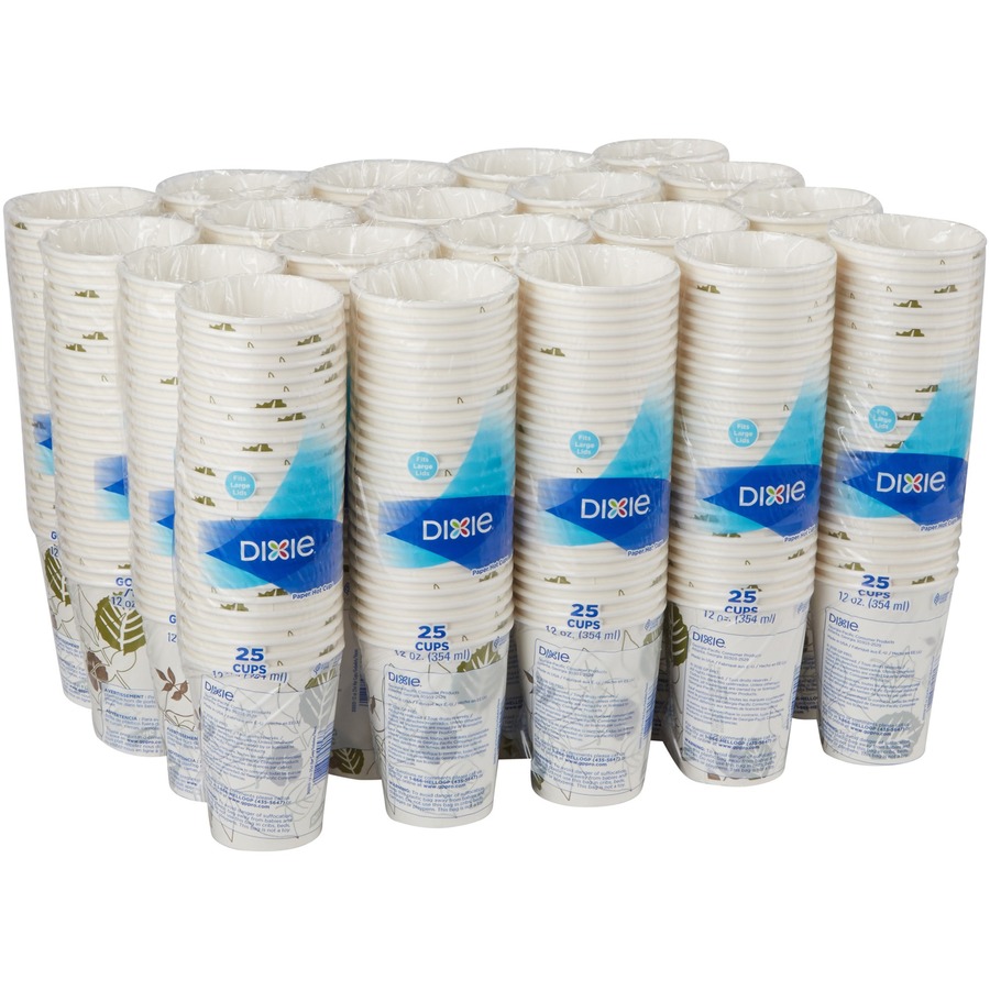 Dixie Pathways Paper Hot Cups By Gp Pro - 25 / Pack - 12 Fl Oz - 20 / Carton - White - Paper - Hot Drink