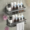 thumbnail image 4 of TIMIFIS Storage Rack Shower Trolley Rack Storage Rack Internal Shower Self Adhesive Rack Storage Rack Aluminum Alloy Bathroom Shower Wall Storage Rack Bathroom Accessories, 4 of 6