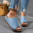 thumbnail image 3 of Women's Platform Wedge Slippers Comfortable Arch Support Dress Sandals Peep Toe Heeled Orthopedic Slip on, 3 of 7
