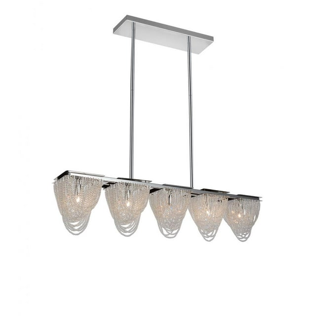 Lustre 5 Lumières avec Finition Chromée