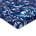 thumbnail image 2 of Ambesonne Ethnic Fitted Sheet, Folk Chinese Theme Swirl, Twin Size, Royal and Sky Blue, 2 of 3