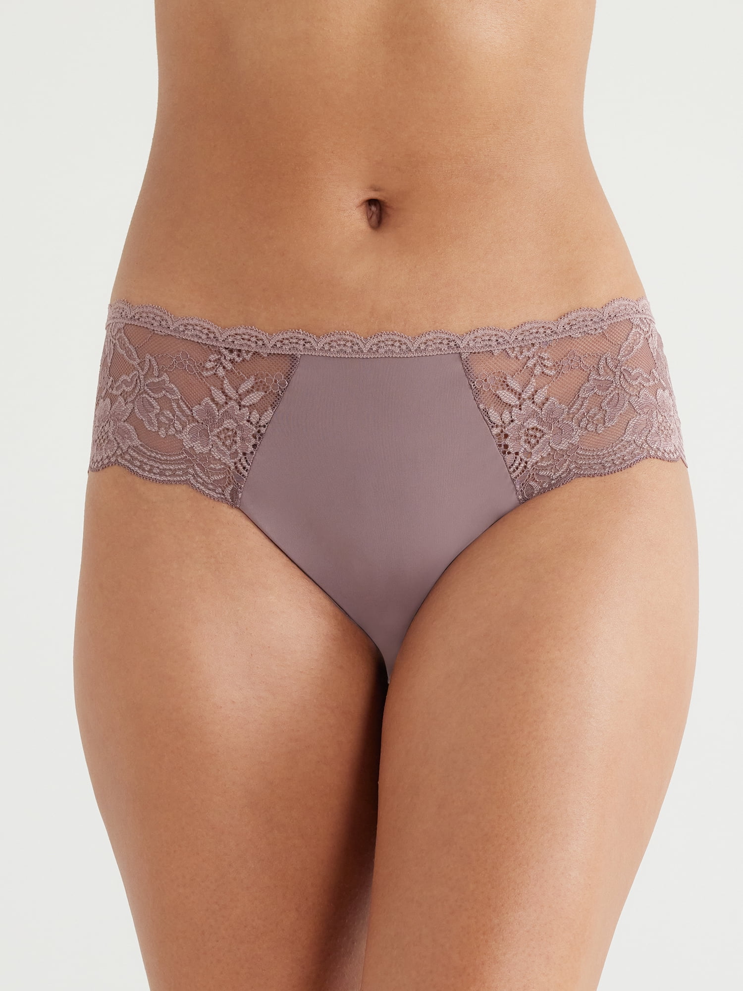 Joyspun Women's Microfiber and Lace Hipster Panties, 3-Pack, Sizes XS-3XL