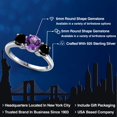 thumbnail image 2 of Gem Stone King 925 Sterling Silver Purple Amethyst and Black Diamond Engagement Ring for Women | 2.10 Cttw | Round 6MM | Gemstone February Birthstone | Size 7, 2 of 6