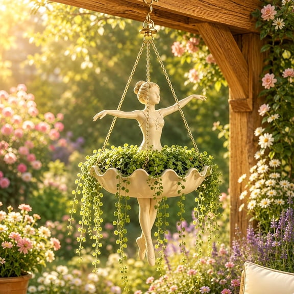 Ballerina Hanging Planter for Succulents and Trailing Plants, Indoor Outdoor Decor