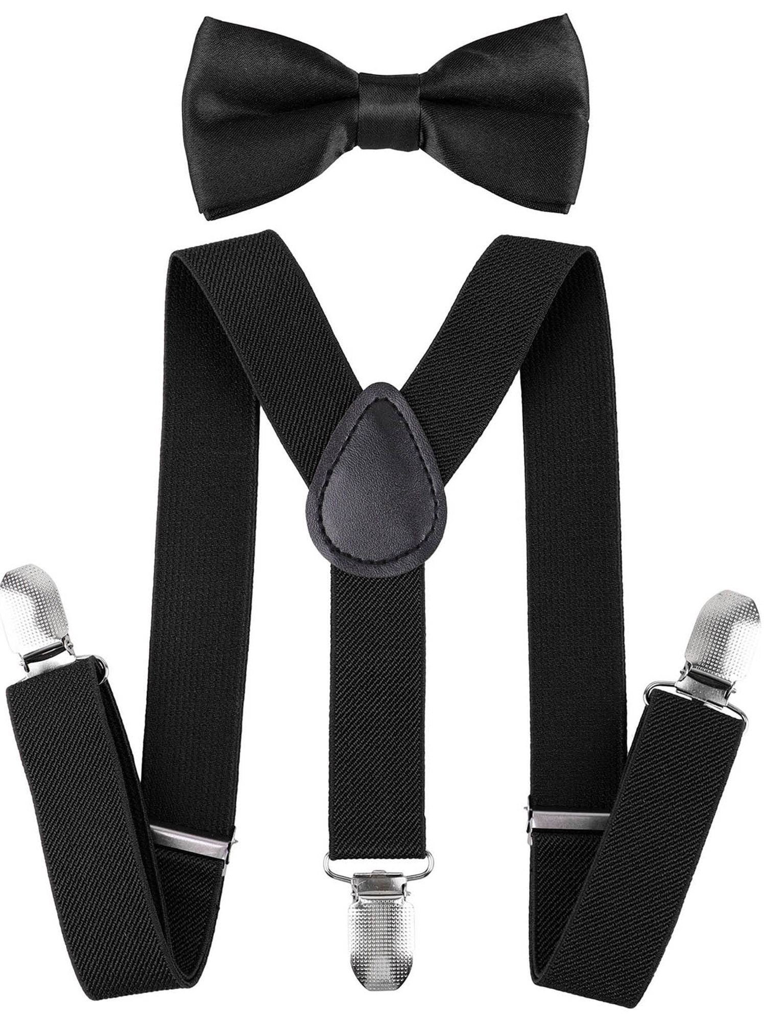Children Kids Boys Girls Matching Clip on Elastic Suspenders & Bow Tie-Gifts 