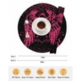 thumbnail image 6 of 13 Inch Round Placemats Set of 6, Pink Ribbon Non Slip Heat Insulation PP Table Mats, Wings Romantic Love Heart Flowers Black Washable Place Mats for Kitchen Dining Party Table Decor, 6 of 7