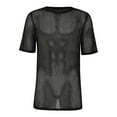thumbnail image 2 of Migroa Men's Mesh Fishnet Top Short Sleeve Sheer See Through T Shirt Knit Crochet See Through Summer Tops Black L, 2 of 4
