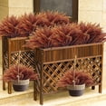 thumbnail image 5 of Viworld Artificial Ferns Plants Bushes Faux Outdoor Plant 6 Bundles Plastic Bushes UV Resistant Artificial Plants Greenery Artificial Fake Boston Fern for Home Garden Office Decor（Brown）, 5 of 6