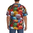 thumbnail image 5 of KLL Easter Eggs Print Men's Shirt Short Sleeve Button Down Summer Cuba Beach Shirts- Small, 5 of 7