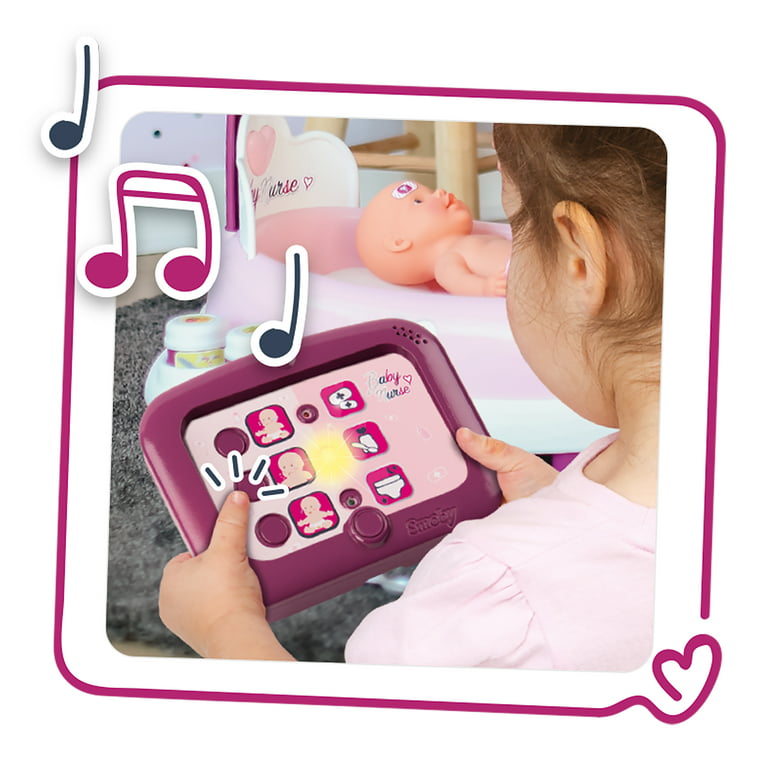 Smoby - Baby Nurse Electronic Nursery W Ith Doll And 24 Accessories, Pink