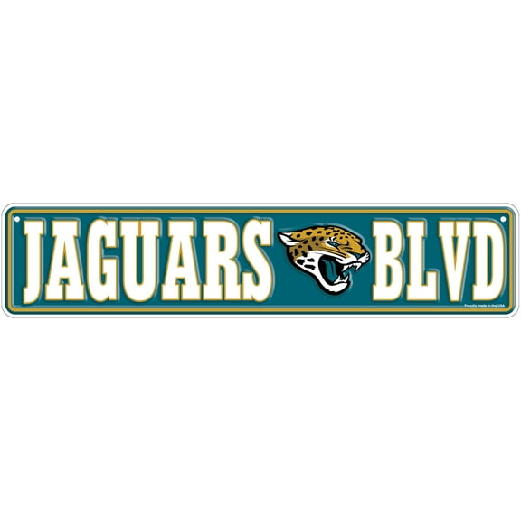 Jacksonville Jaguars 4" x 18" Team Boulevard Metal Sign