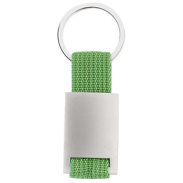 Llavero metálico con cinta de tela-Caspio verde 2.8 x .05 x 8