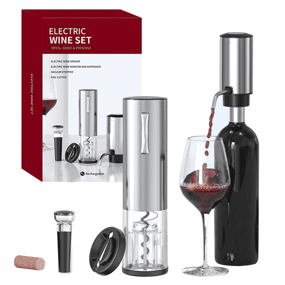 PKALQ 4-in-1 Wine Bottle Opener Set - Multi-functional Corkscrew with Foil Cutter & Bottle Sealer, Perfect Gifts for Wine Lovers, Men & Women Ideal for Home, Party, Restaurant Use