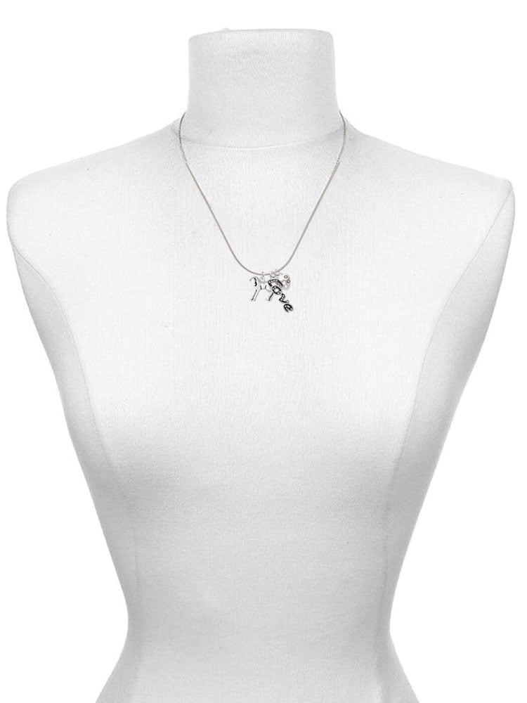 Delight Jewelry Silvertone Equestrian Horse - Love and Lock Charm Necklace, 18"+1"