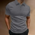 thumbnail image 2 of YLSDY Men's Golf Shirts Casual Solid Color Short Sleeve Turn-Down Collar Button Up Tshirts for Men Streetwear Shirts Gray XL, 2 of 7