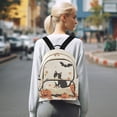 thumbnail image 7 of FORMRS Mini Backpack Purse for Women Quilted Travel Daypack Casual Shoulder Bag, Gray Cartoon Halloween Cat, 7 of 7