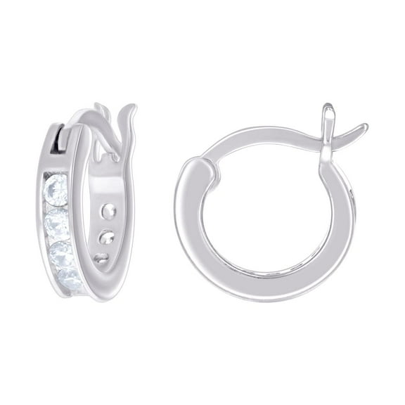 925 Sterling Silver Womens Cubic Zirconia Hoop Earrings 12x3mm Wide Hoop Earring for Women