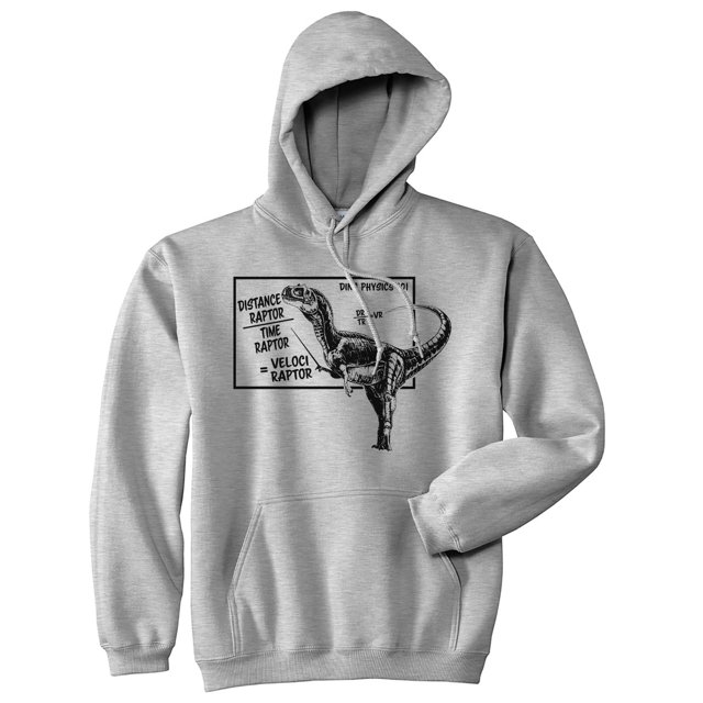 Velociraptor Hoodie Funny Nerdy Dinosaur Science Math Graphic Sweatshirt (Heather Grey) - XL