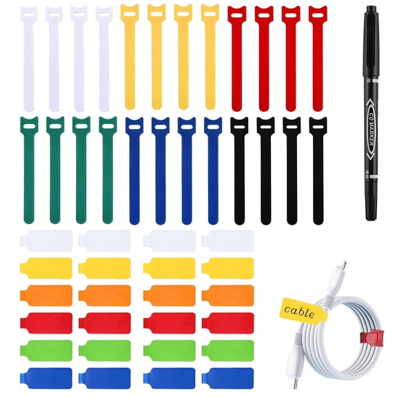 48Pack Cable Labels & Cord Organizer Kit for Home Office Electronics Cord Management
