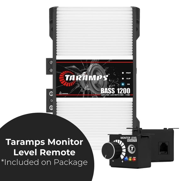 Taramps BASS 1200 1 Ohm 1 Channel Mosfet Amplifier 1200 Watts RMS Class D Car Audio System (Monitor Level Remote Included)