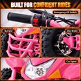 thumbnail image 4 of IVFJFV Powered 4 Wheeler,500W Electric 4 Wheeler with Dual Speed Adjustment,36V Four Wheeler Max 15 MPH, Front & Rear Shock Absorbers, All-Terrain Tires and Safety Disc Brake,PINK, 4 of 8