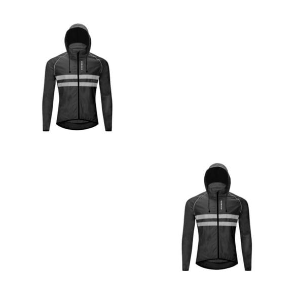 Soidarity Chaqueta de ciclismo abrigo con capucha para correr rompevientos chaleco reflectante a prueba de viento ropa impermeable moto mujer Negro 4XL/EUR 3XL 2Conjunto