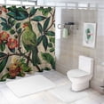 thumbnail image 7 of Awypu Green Leaf Seamless Exotic Tropical Pattern Leaves Fruits and Bird Shower Curtain White, 7 of 7