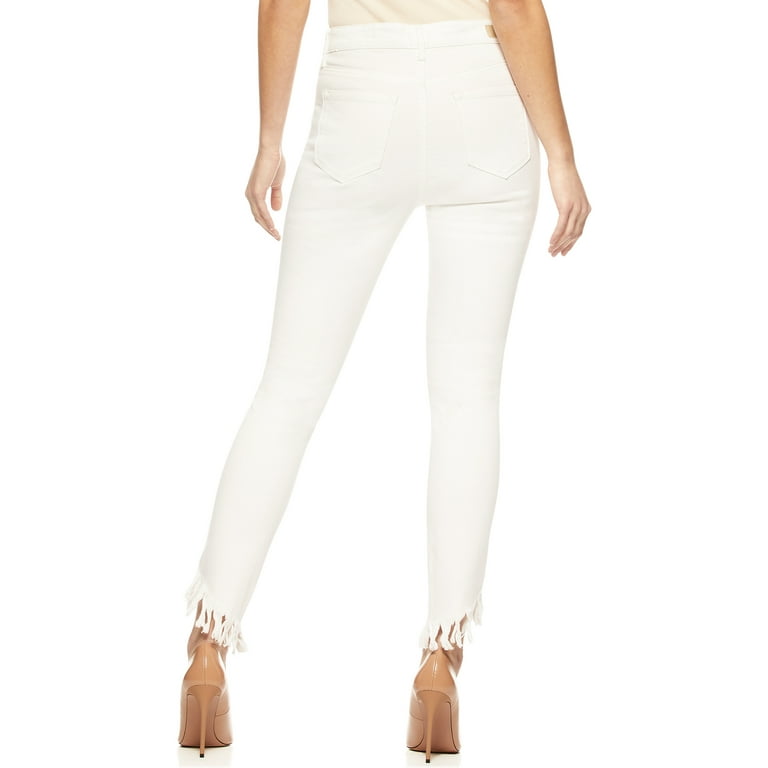 White fringe shop hem jeans