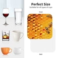 thumbnail image 6 of Zufioo Bees on Hive Honeycomb Print Leather Coaster Set, Decorative PVC Coasters 4-pack - Scald and Stain-resistant, Suitable for Home, Cafes, Restaurants-Square, 6 of 6