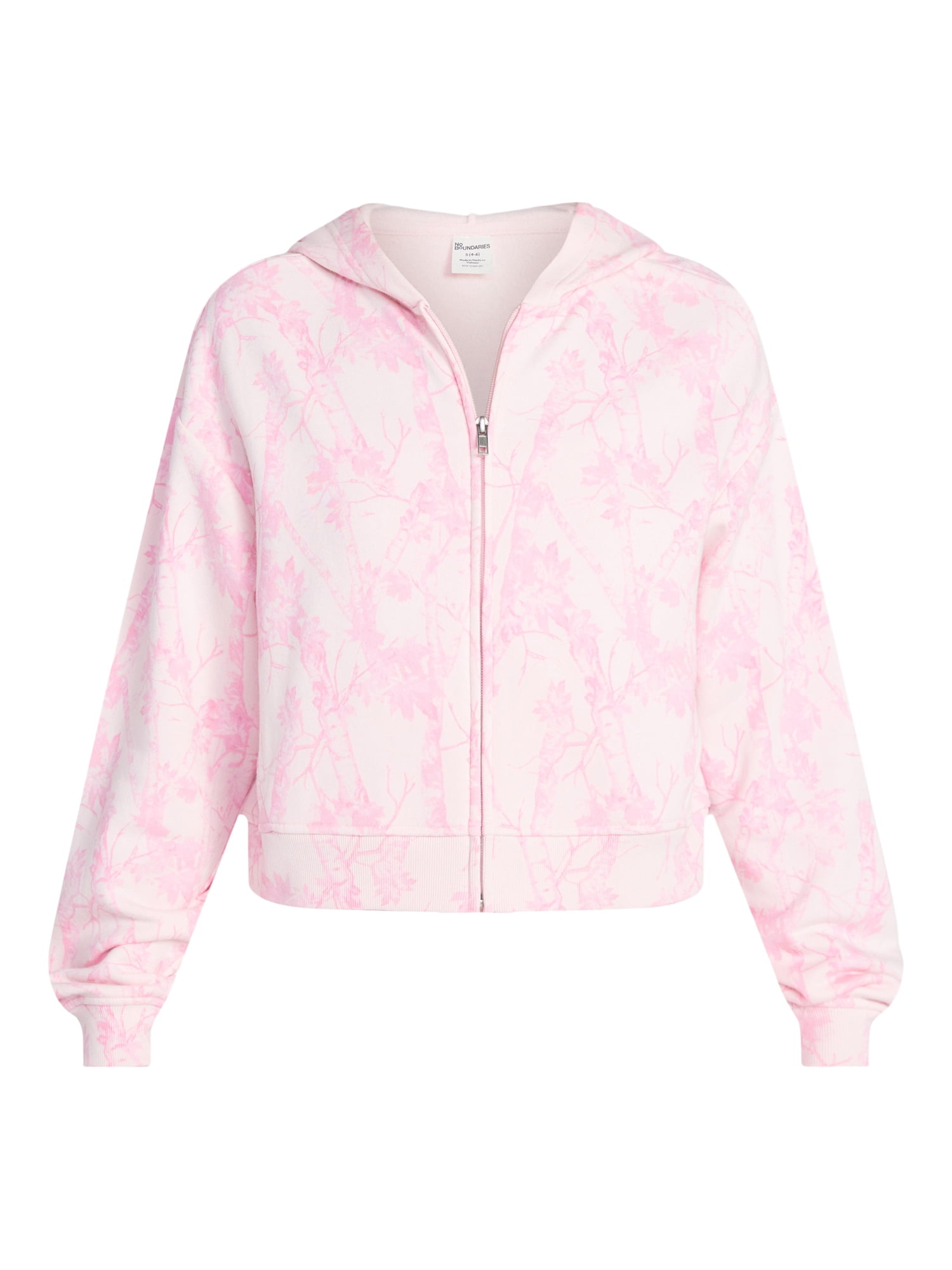 No Boundaries Boxy Zip-Up Hoodie, Women's XXS-XXL
